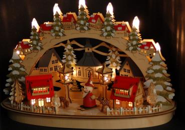 Preview: Weihnachtsdorf aus Holz mit LED-Beleuchtung